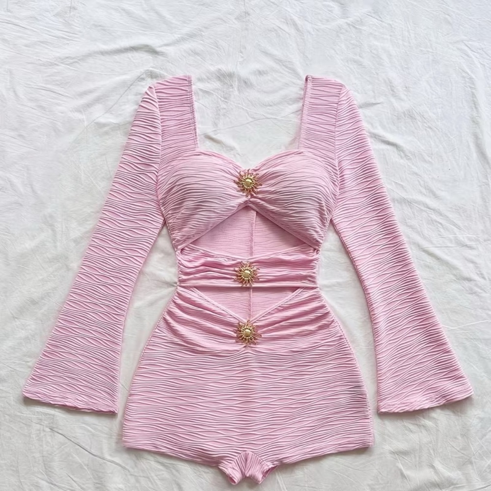 Elegant Pink Ruched Women's Jumpsuit